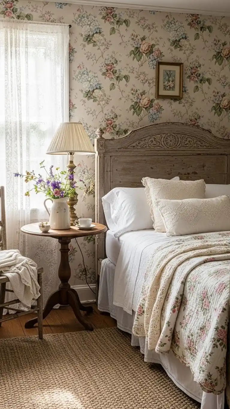 23 Fresh Summer Bedroom Ideas for a Light, Airy Feel 15 13. English Cottage Charm