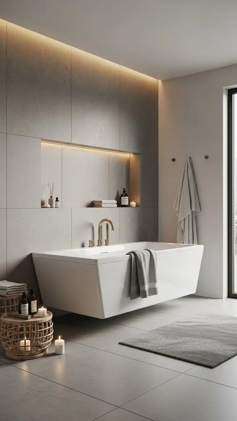 15 Simple + Chic Bathroom Design Interior Ideas 15 13. Floating Bathtub