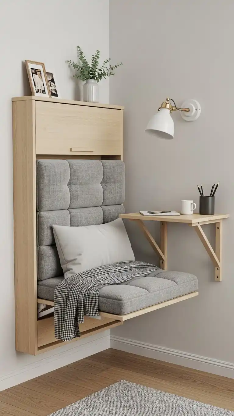 Small Bedroom Sitting Area Ideas: 15 Cozy Inspirations 16 13. Fold-Down Wall Chair