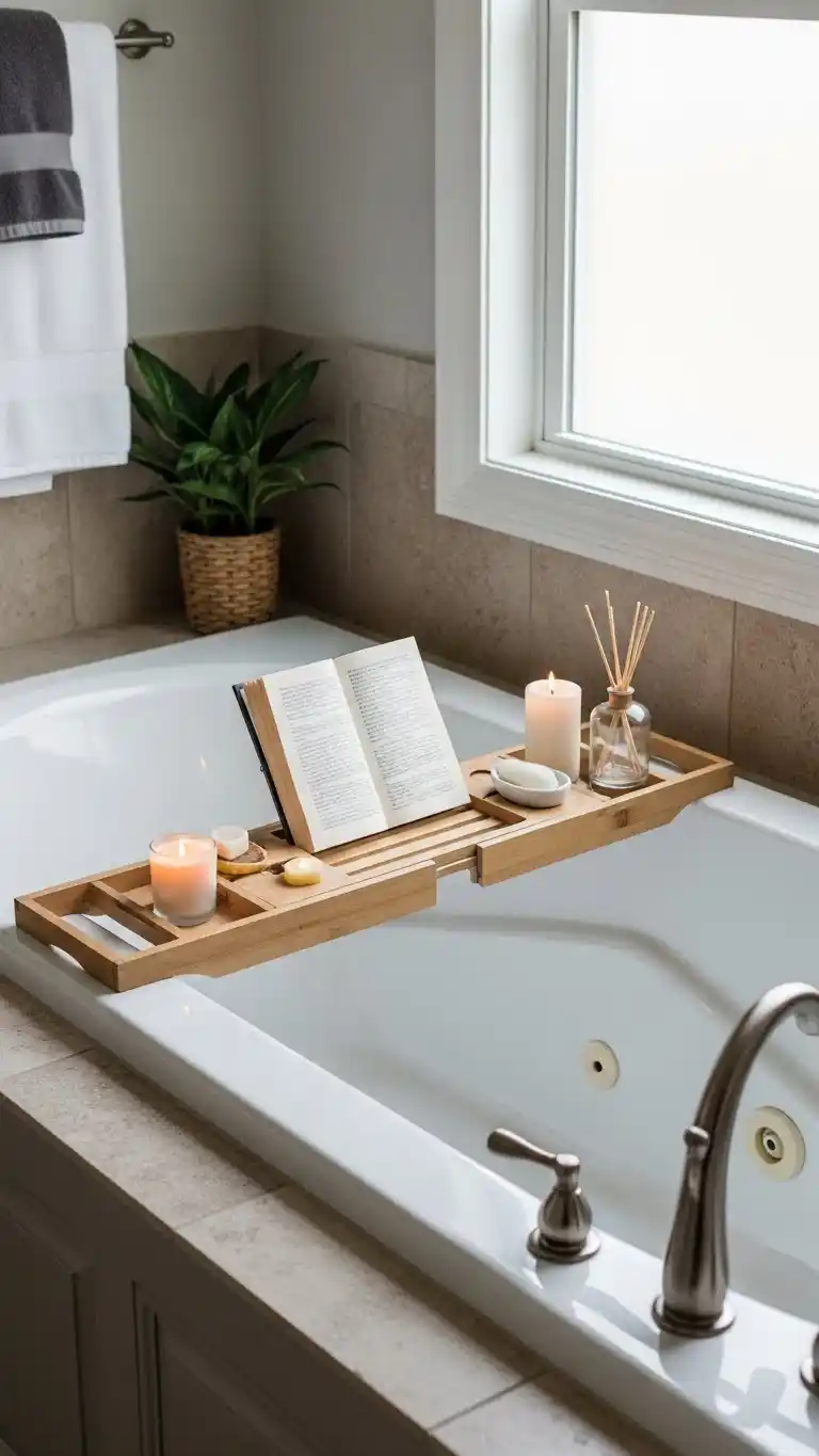 17 Bright & Breezy Bathroom Decoration Ideas 15 13. Incorporate a Bathtub Tray