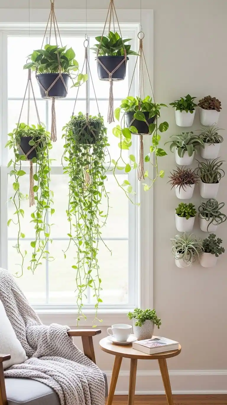 15 Bedroom Wall Decoration Ideas You’ll Love 15 13. Integrate Greenery with Hanging Planters