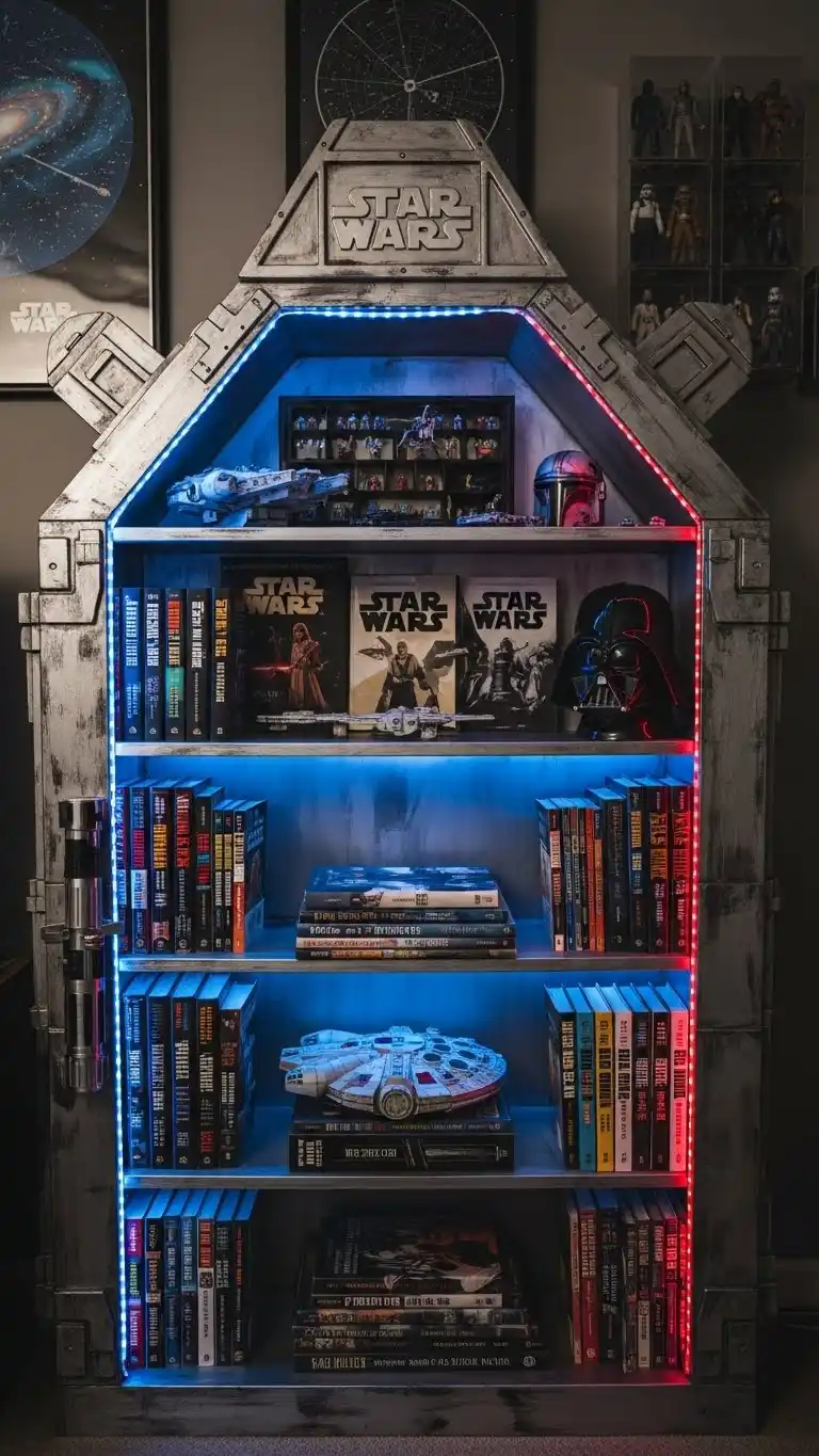 25 Creative Star Wars Bedroom Decor Ideas 15 13. Star Wars Bookshelf