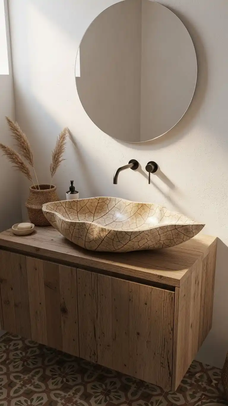 14 Boho Bathroom Sink Ideas for a Stylish Space 15 13. Unique Shaped Sinks for an Artistic Look