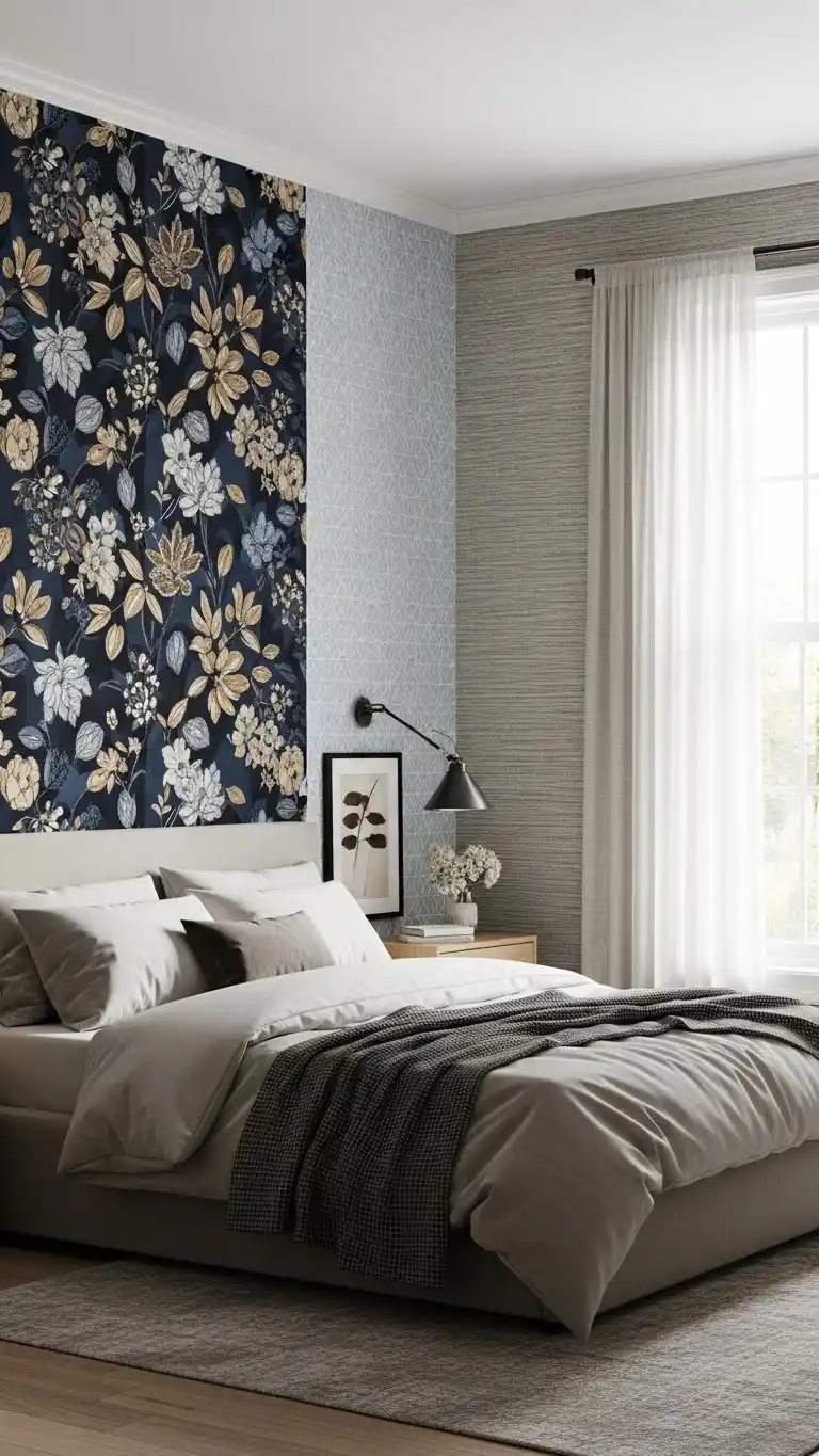 19 Bedroom Interior Ideas That Feel Warm & Inviting 15 13. Wallpaper Wonders