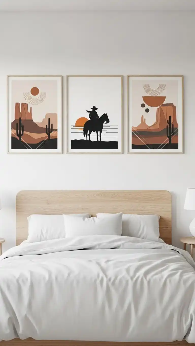 25 Stylish Western Ranch Bedroom Ideas for Any Home 15 13. Western-Style Wall Art