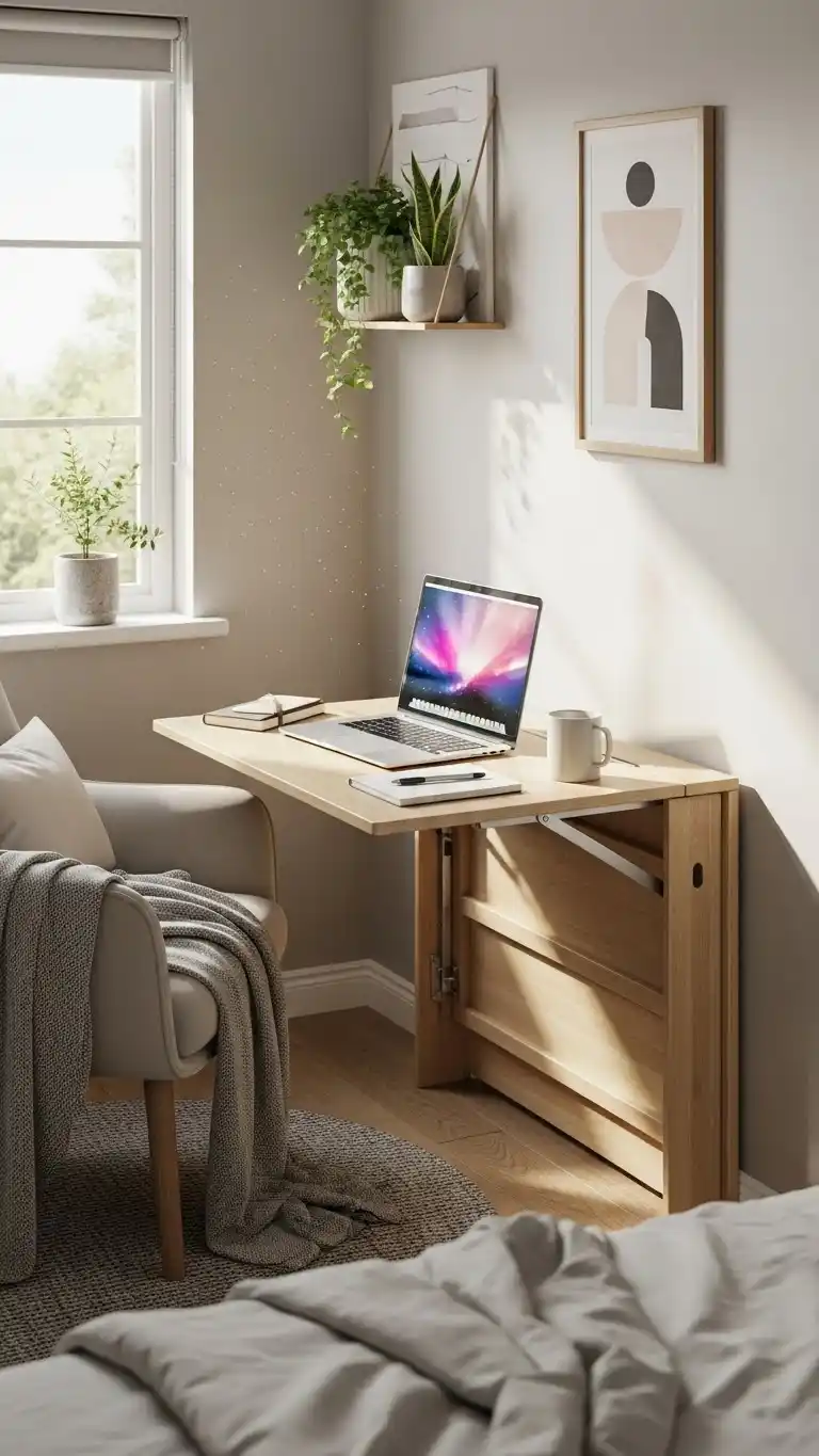 23 Bedroom Ideas for Small Spaces You’ll Love 16 14. Add a Foldable Desk