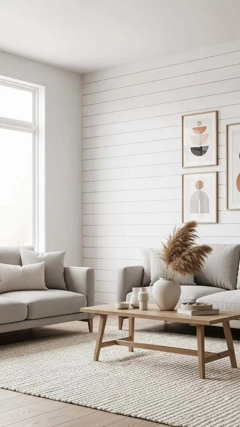 Minimalist Living Room Ideas for a Sleek, Modern Space 17 14. Add a Shiplap Wall for Texture
