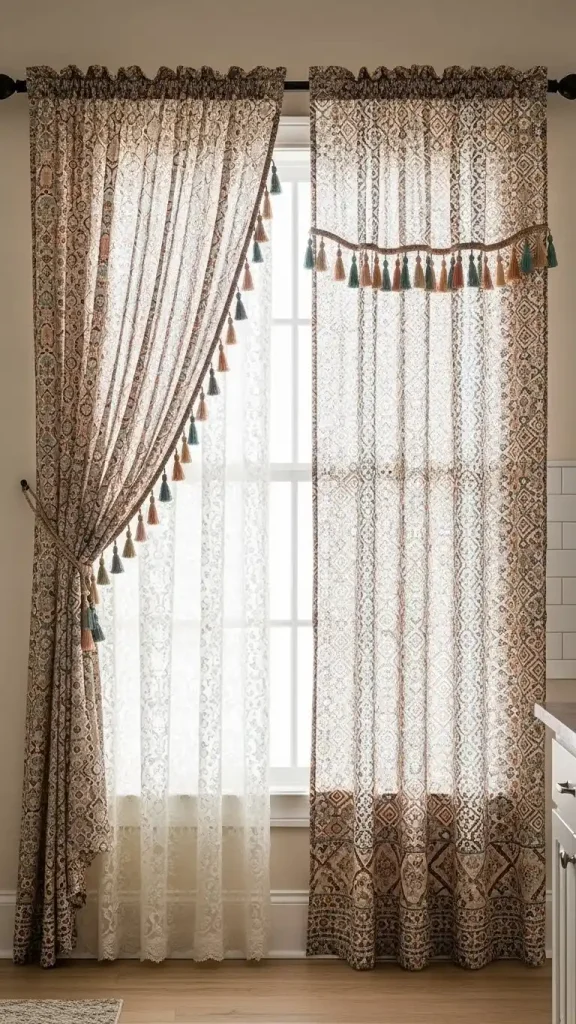 17 Boho Kitchen Ideas for a Warm, Relaxed Look 16 14. Boho-Inspired Curtains