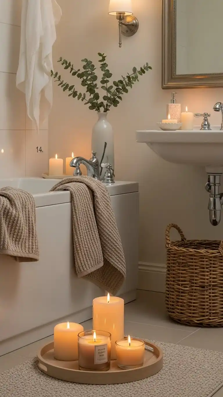 17 Stylish Guest Bathroom Ideas on a Budget 16 14. Create a Relaxing Ambiance with Candles