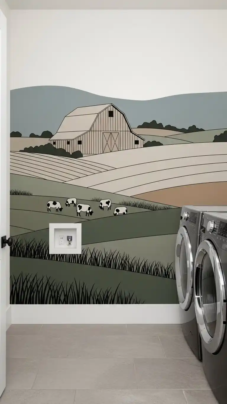 25 Laundry Room Mural Ideas for a Fun & Creative Look 16 14. Farmhouse Style