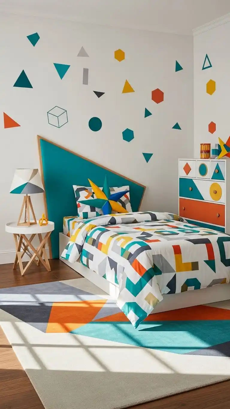 23 Creative Kids Bedroom Ideas for a Fun Space 16 14. Geometric Style Bedroom