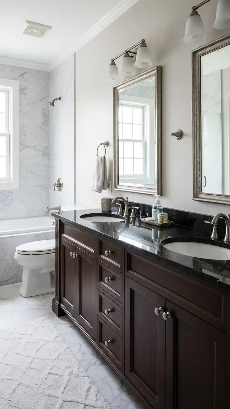 21 Inspiring Master Bathroom Ideas for a Fresh Look 16 14. Marble and Granite Countertops
