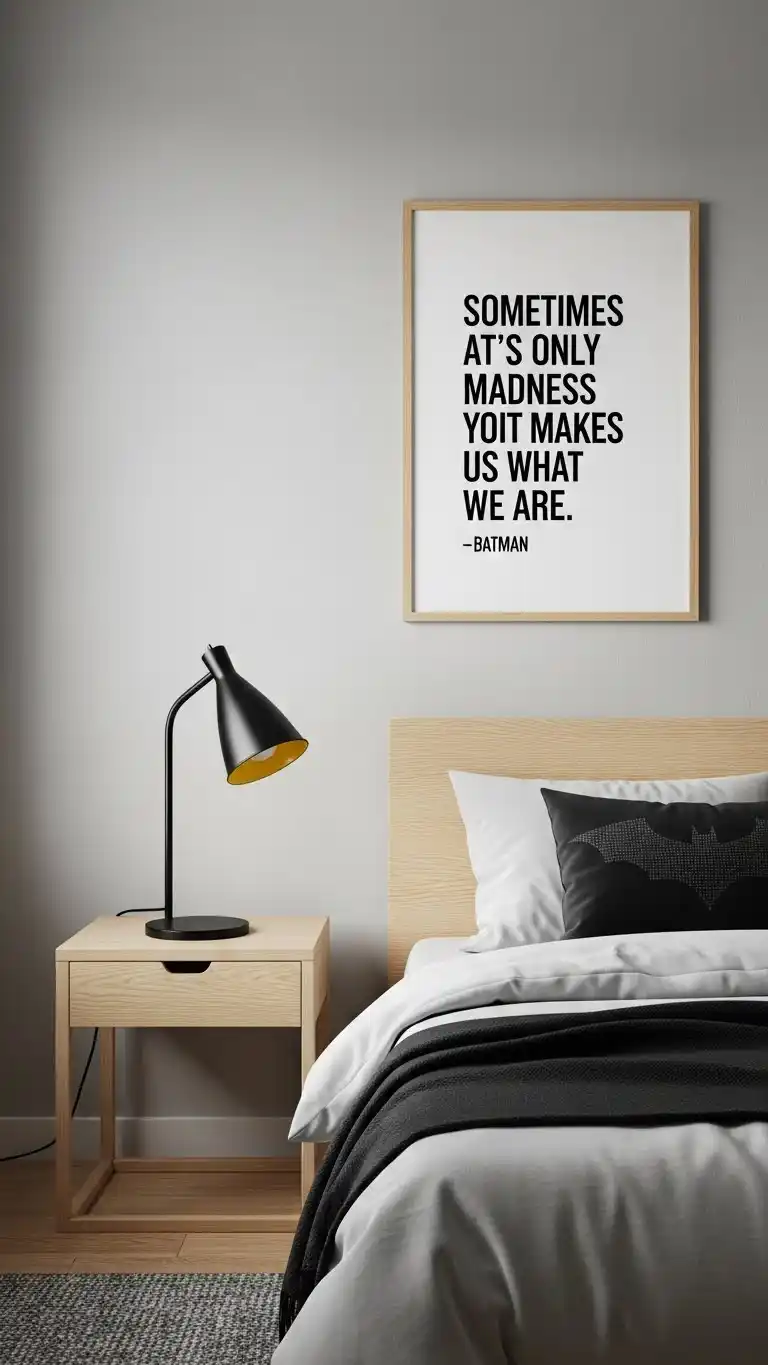 21 Batman Bedroom Ideas to Make Any Room Super Cool 16 14. Minimalist Batman Decor