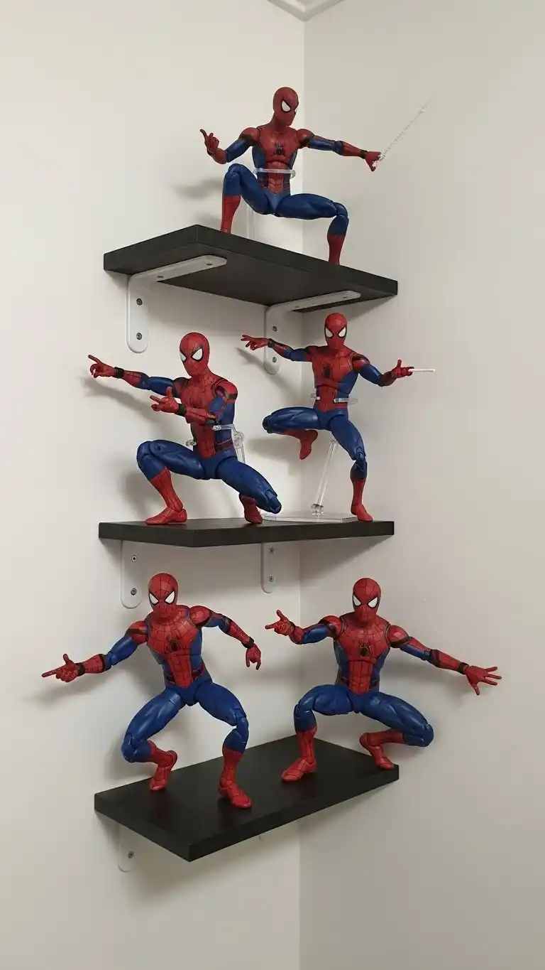 23 Spider Man Bedroom Ideas That Feel Bold and Playful 16 14. Spider-Man Action Figure Display