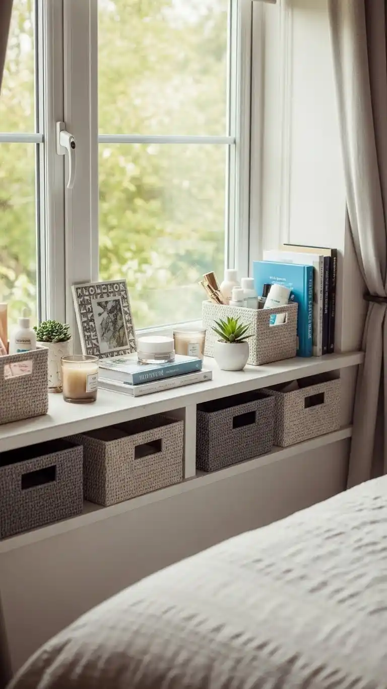 17 Small Bedroom Storage Ideas That Are Simple and Stylish 16 14. Utilize Window Sills