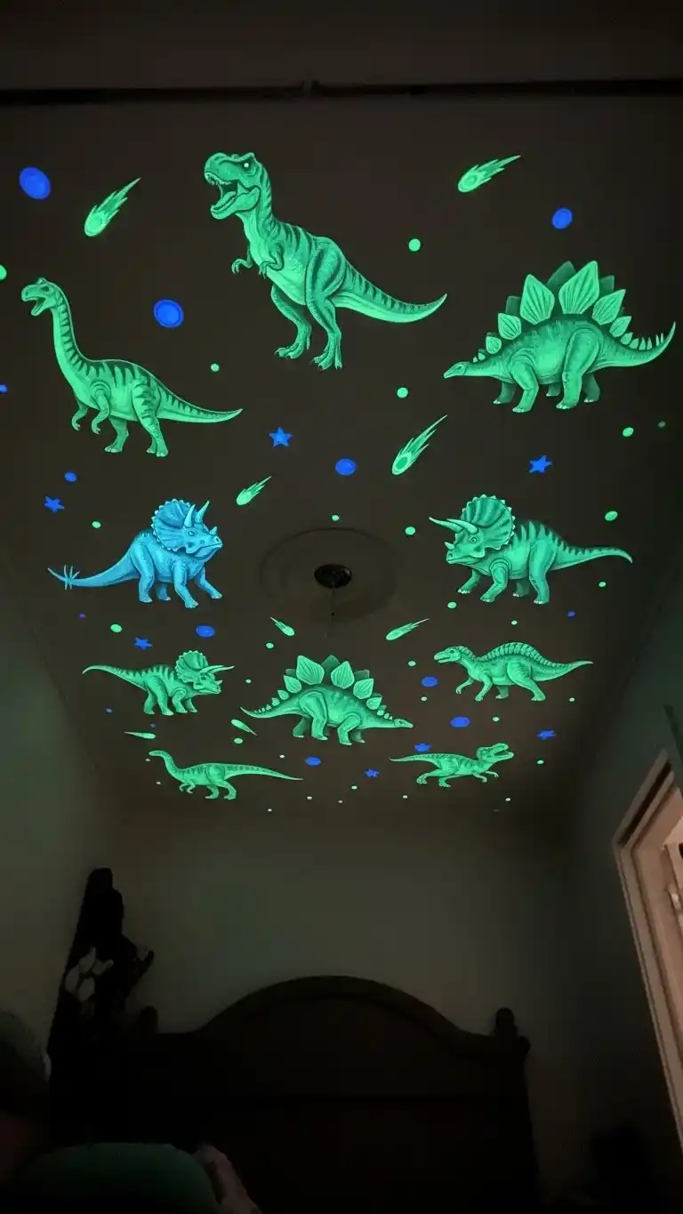 21 Dinosaur Bedroom Ideas For Boy Toddlers You’ll Love 17 15. Dinosaur-Themed Ceiling Stickers