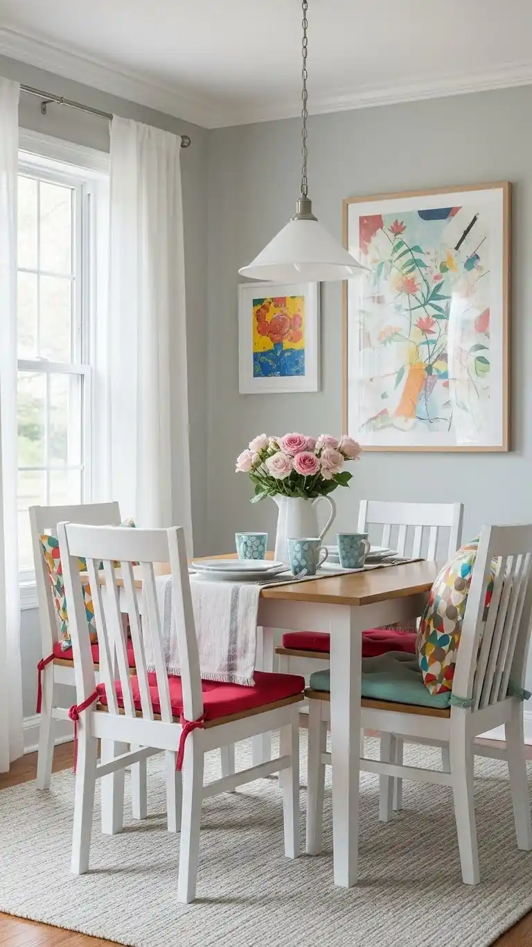 17 Simple & Stunning Small Kitchen Dining Area Ideas 17 15. Incorporate Color for Visual Appeal