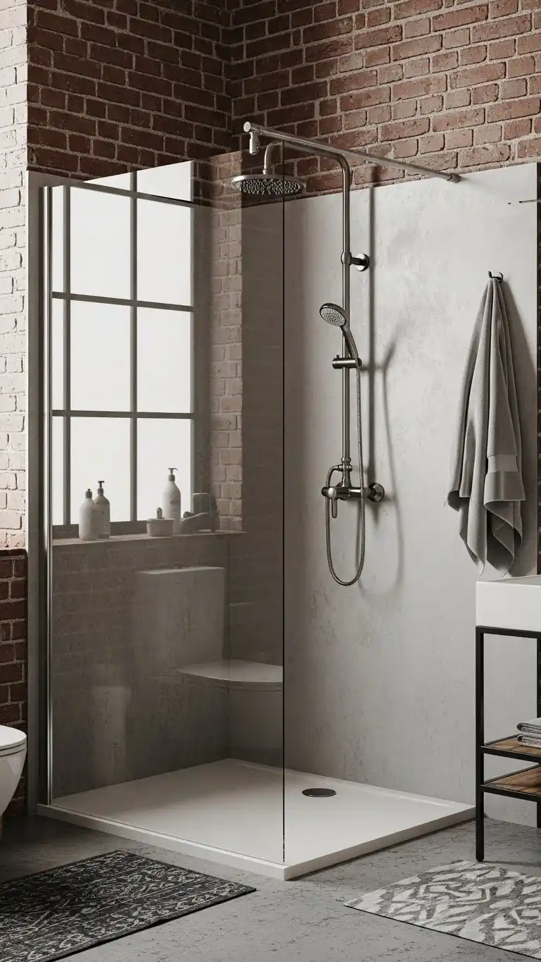 23 Walk In Shower Ideas That Feel Open & Luxurious 17 15. Industrial Walk-in Shower