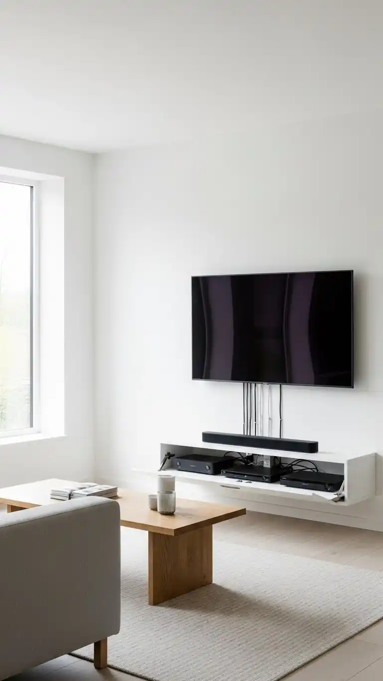 Minimalist Living Room Ideas for a Sleek, Modern Space 18 15. Keep Electronics Hidden