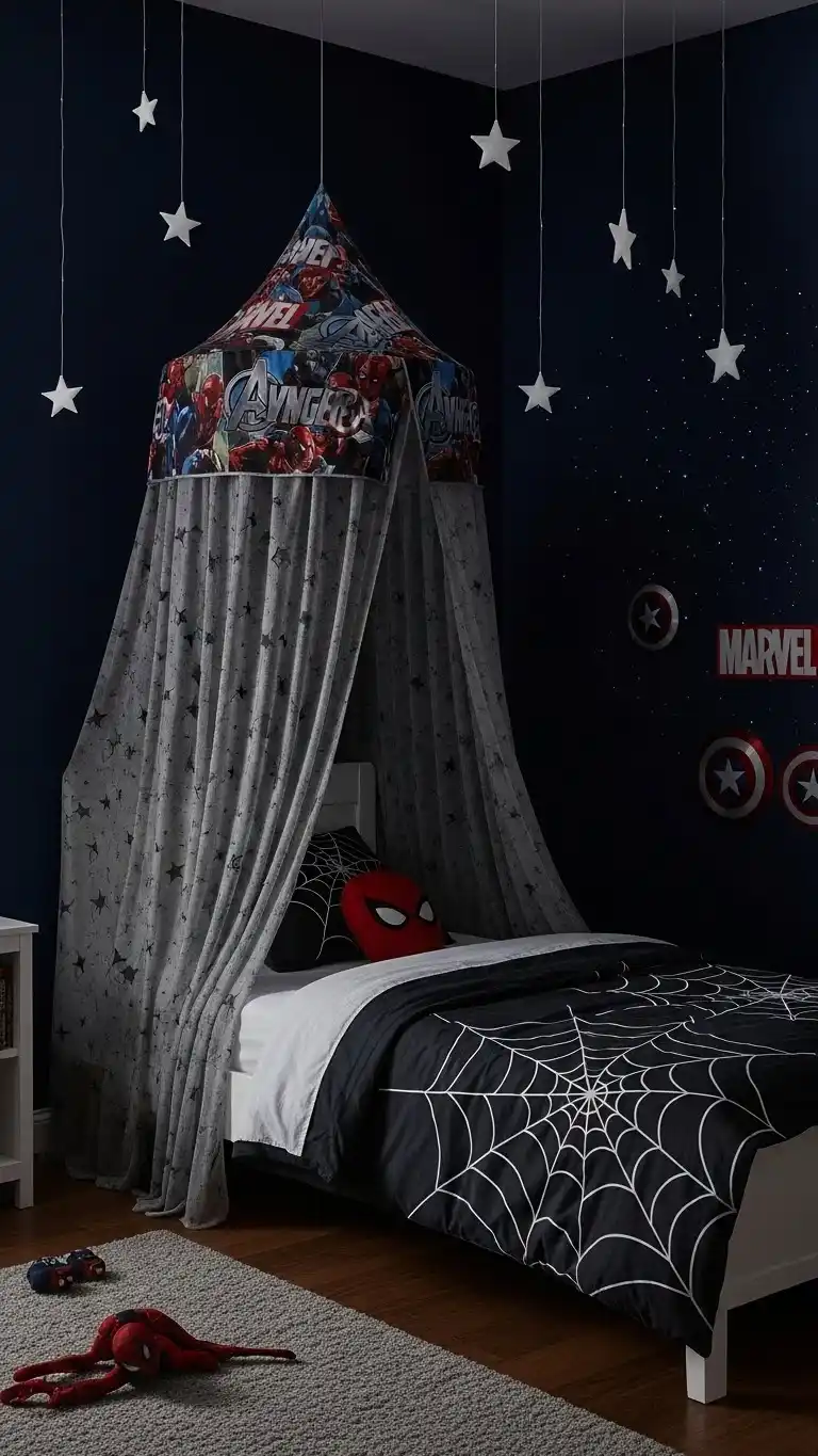 15 Cool Marvel Bedroom Ideas for Boys’ Spaces 17 15. Marvel-Themed Canopy Bed