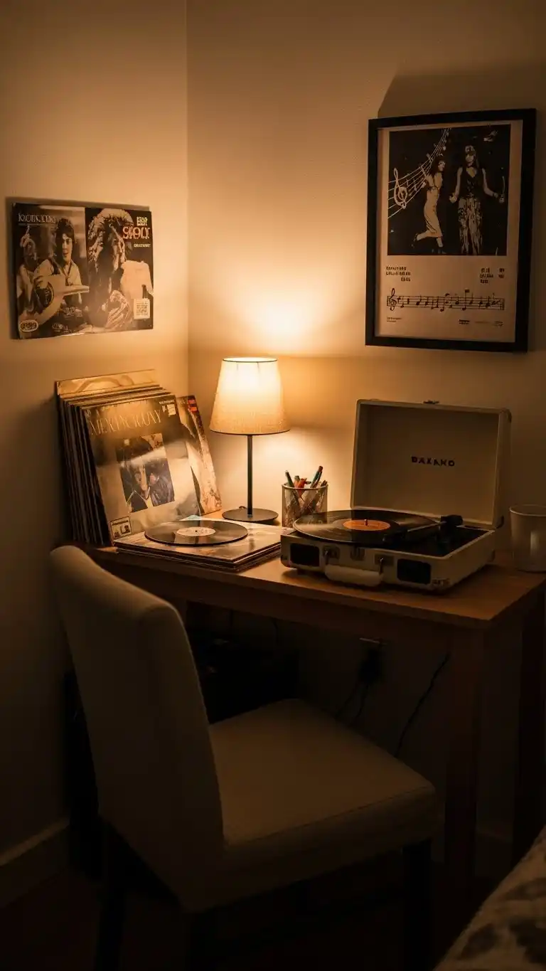 Empty Bedroom Corner Ideas: 19 Ways to Fill the Space 17 15. Music Station with a Vinyl Setup