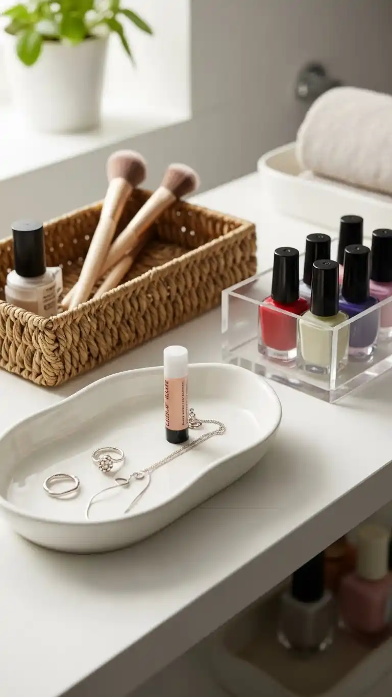 19 Bathroom Shelf Decor Ideas for a Stylish Space 17 15. Small Trays