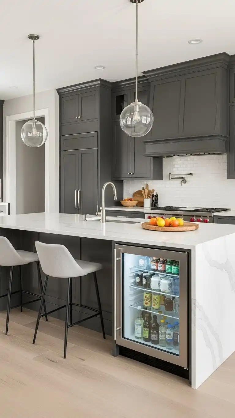 15 Smart U Shape Kitchen Island Ideas You’ll Love 17 15. U Shape Kitchen Island with a Built-In Refrigerator