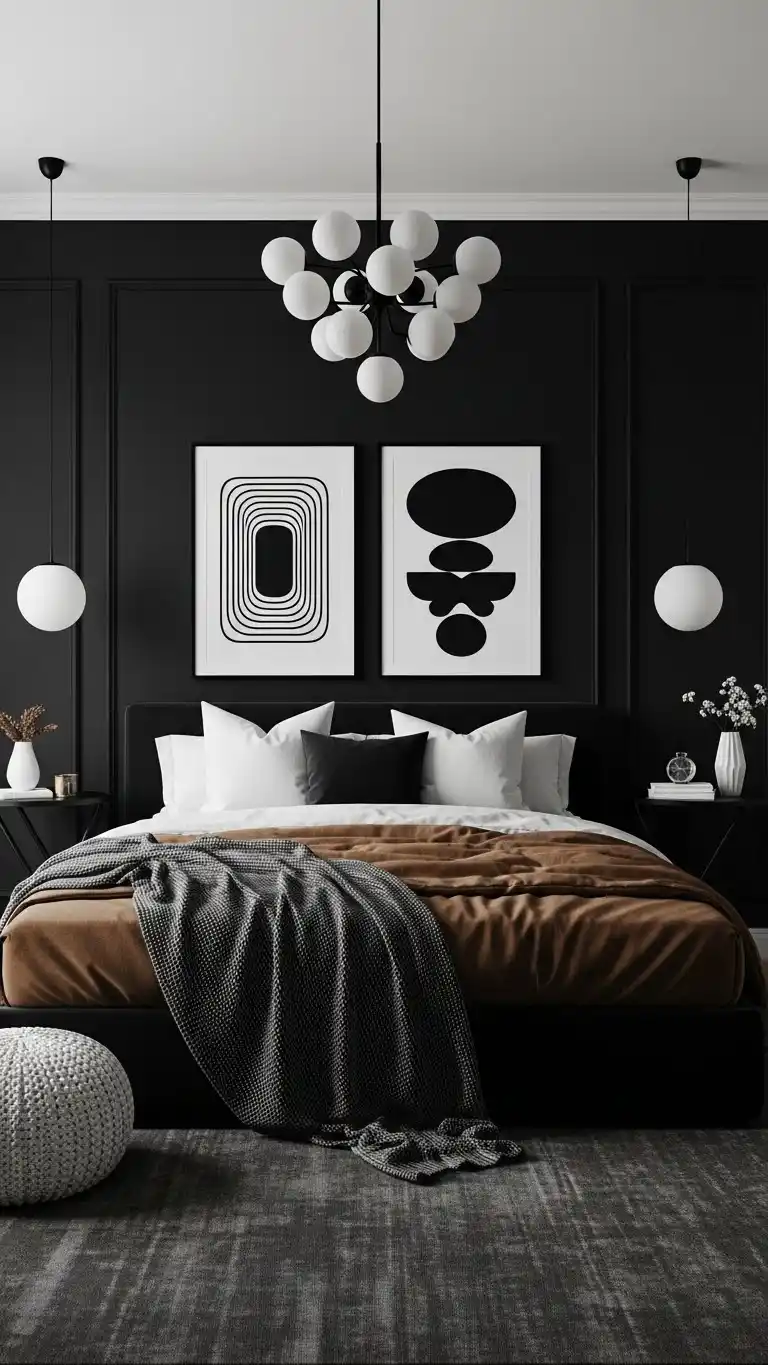 19 Stylish Black and Brown Bedroom Ideas for Any Home 19 16. Brown and Black with White Accents