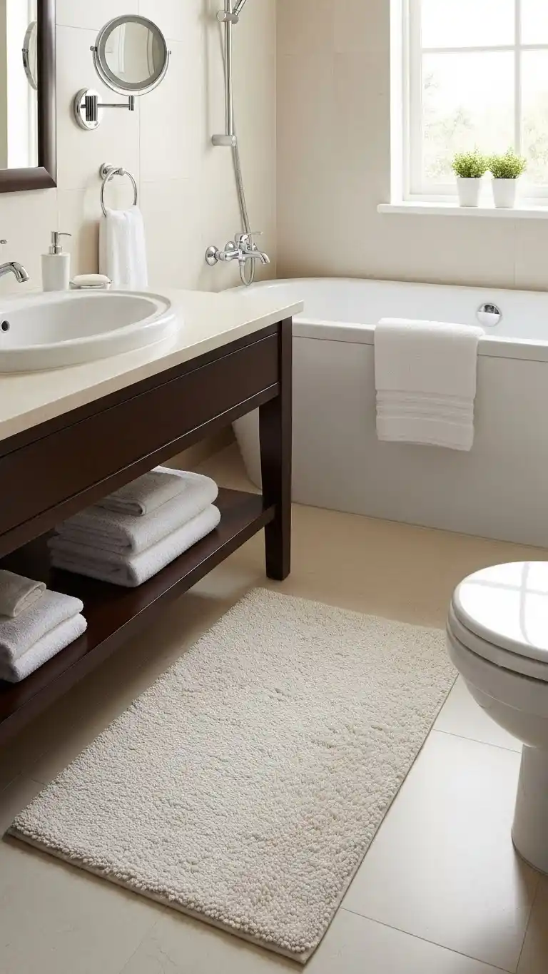 17 Bright & Breezy Bathroom Decoration Ideas 18 16. Choose a Luxury Bath Mat