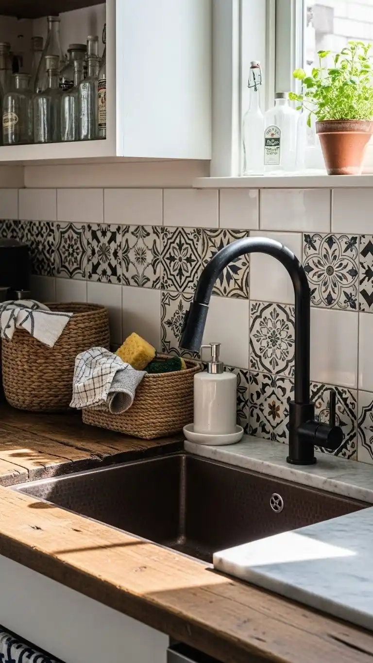 16 Bohemian Kitchen Sink Inspirations to Try 18 16. Eclectic Mix of Materials