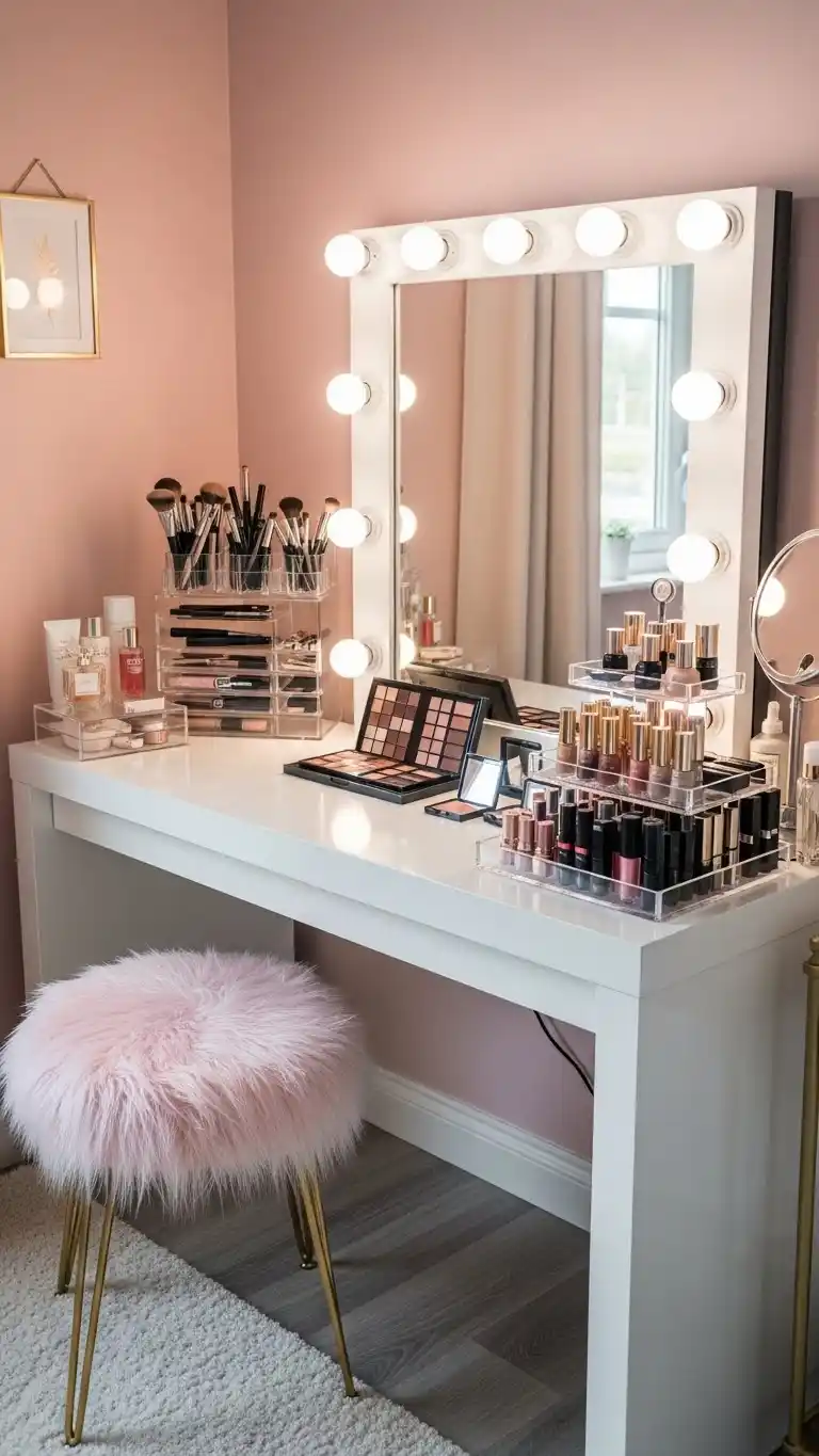 23 Stunning Baddie Bedroom Ideas on a Budget 18 16. Glam Vanity Setup