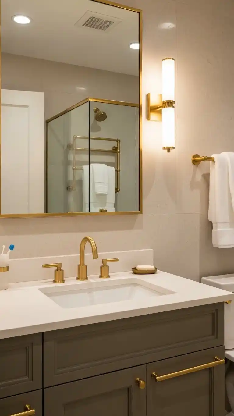 21 Inspiring Master Bathroom Ideas for a Fresh Look 18 16. Gold and Brass Accents