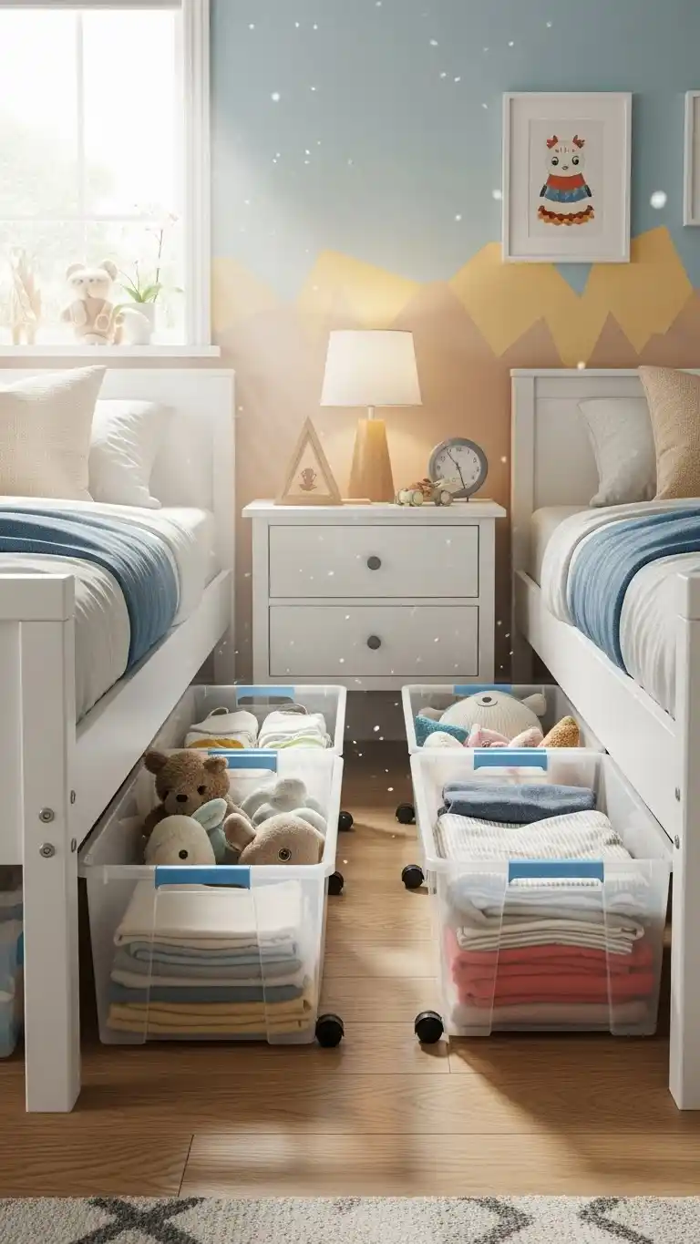 19 Small Shared Bedroom Ideas That Feel Calm and Organized 18 16. Maximize Under-Bed Storage