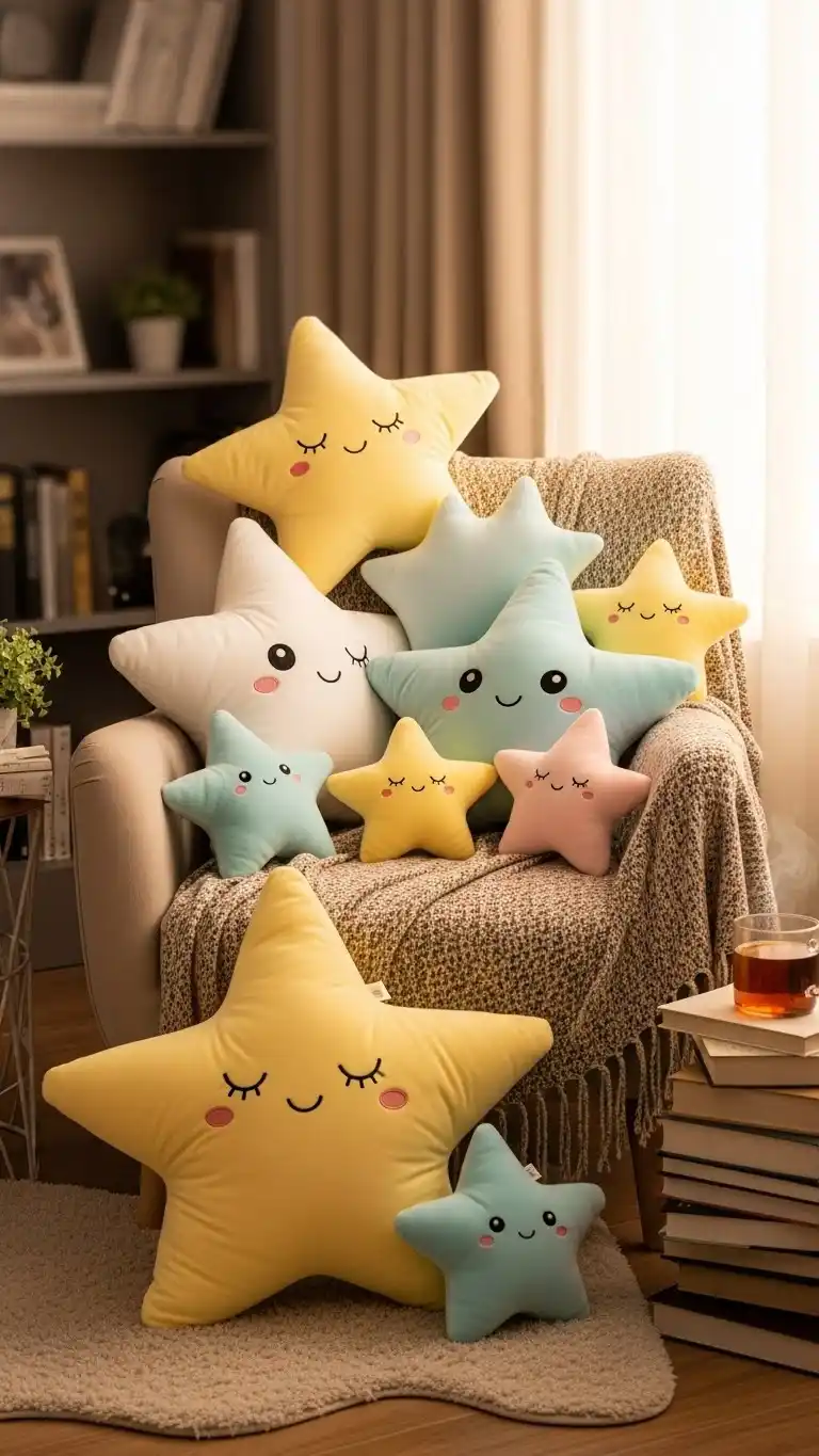 25 Space Themed Bedroom Ideas For Boy Toddlers You’ll Love 18 16. Star-Shaped Pillows