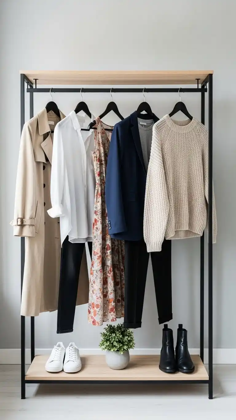 17 Small Bedroom Storage Ideas That Are Simple and Stylish 18 16. Use a Clothing Rack