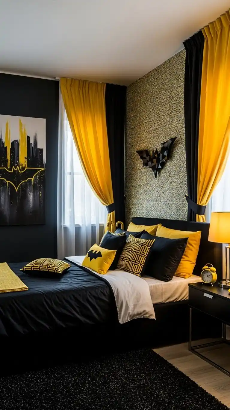 21 Batman Bedroom Ideas to Make Any Room Super Cool 19 17. Black and Yellow Accents