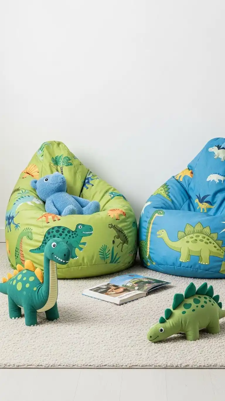 21 Dinosaur Bedroom Ideas For Boy Toddlers You’ll Love 19 17. Dinosaur-Themed Bean Bags