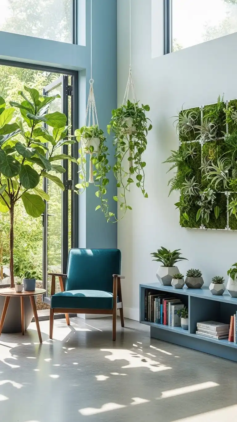 Blue and Green Living Room Ideas: 23 Stylish Looks 20 17. Greenery as a Decor Element