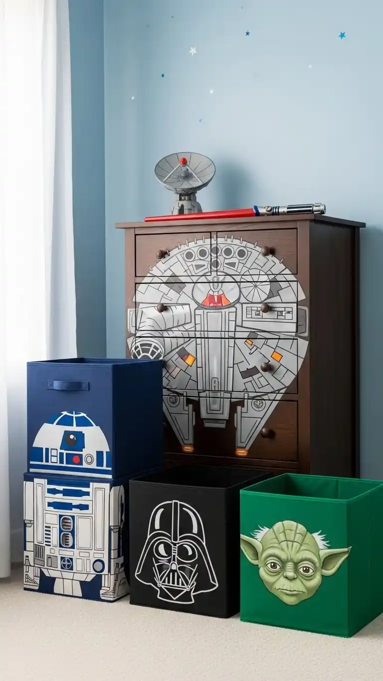 25 Creative Star Wars Bedroom Decor Ideas 19 17. Themed Dresser and Storage Bins