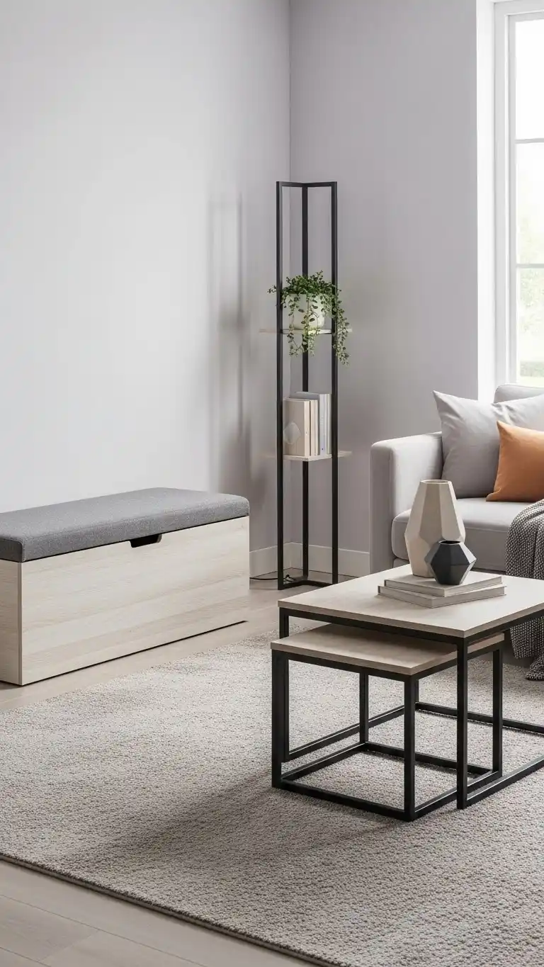 Minimalist Living Room Ideas for a Sleek, Modern Space 20 17. Use Multi-Functional Decor