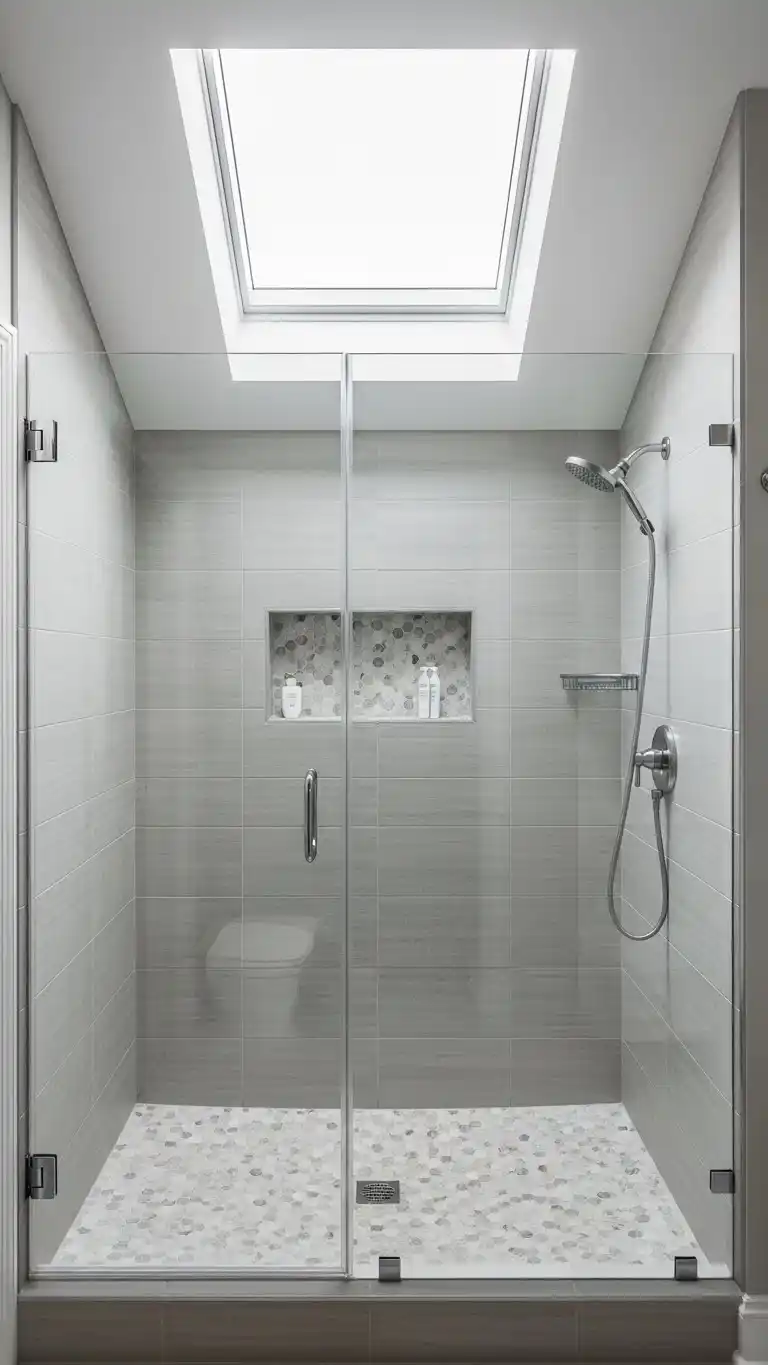 23 Walk In Shower Ideas That Feel Open & Luxurious 19 17. Walk-in Shower with a Skylight