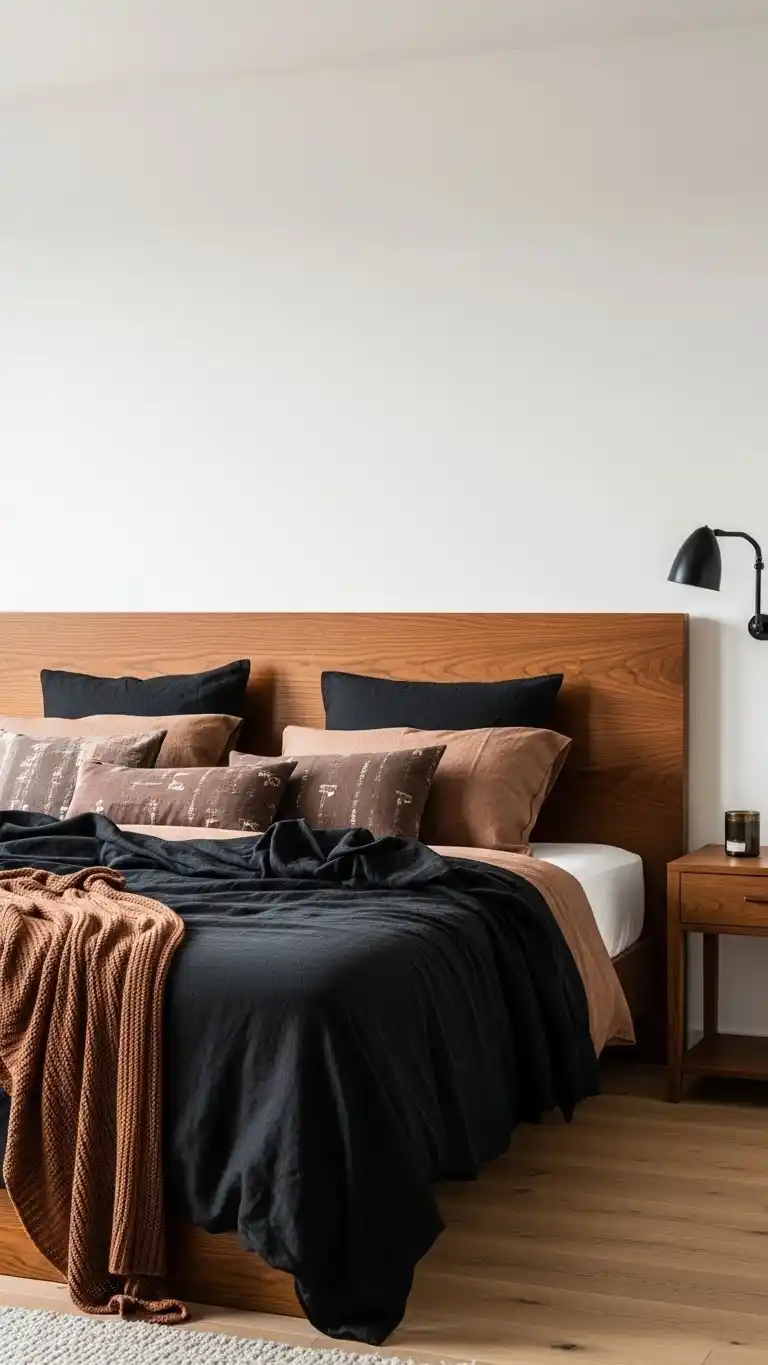 23 Fresh Summer Bedroom Ideas for a Light, Airy Feel 20 18. Black and Brown Summer Elegance