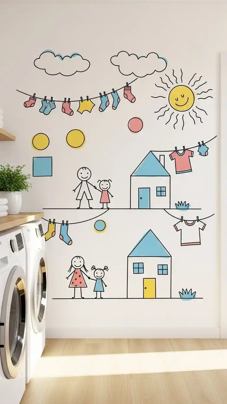 25 Laundry Room Mural Ideas for a Fun & Creative Look 20 18. Childrenās Art Gallery