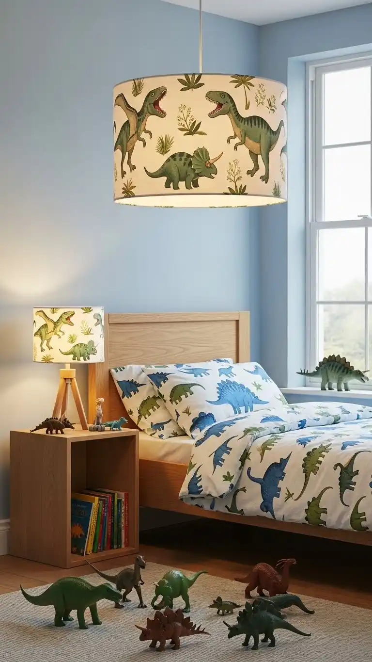 21 Dinosaur Bedroom Ideas For Boy Toddlers You’ll Love 20 18. Dinosaur-Themed Lampshades