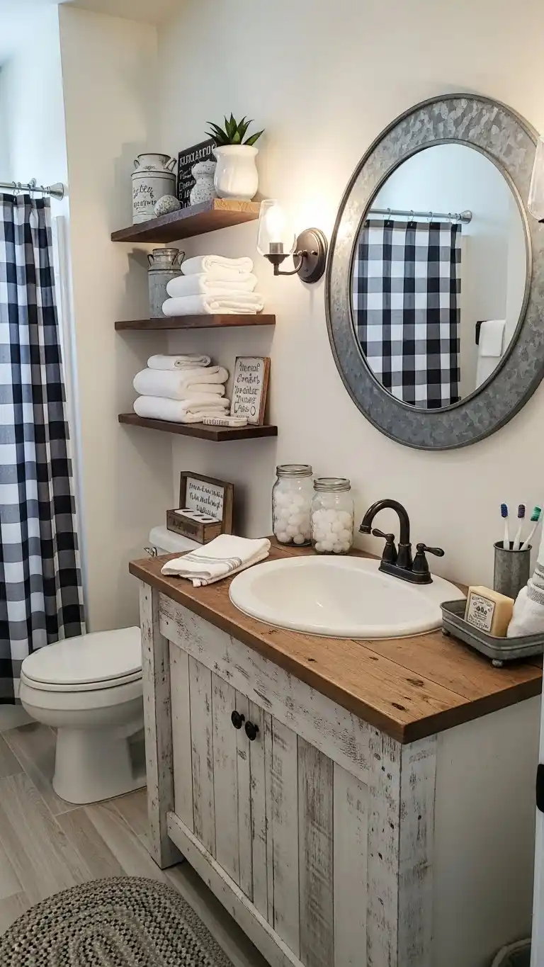19 Bathroom Shelf Decor Ideas for a Stylish Space 20 18. Farmhouse Style Decor