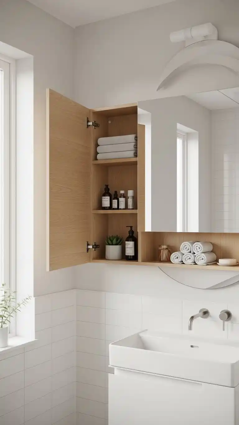 21 Small Bathroom Under Stairs Ideas That Maximize Space 20 18. Install a Hidden Storage Cabinet