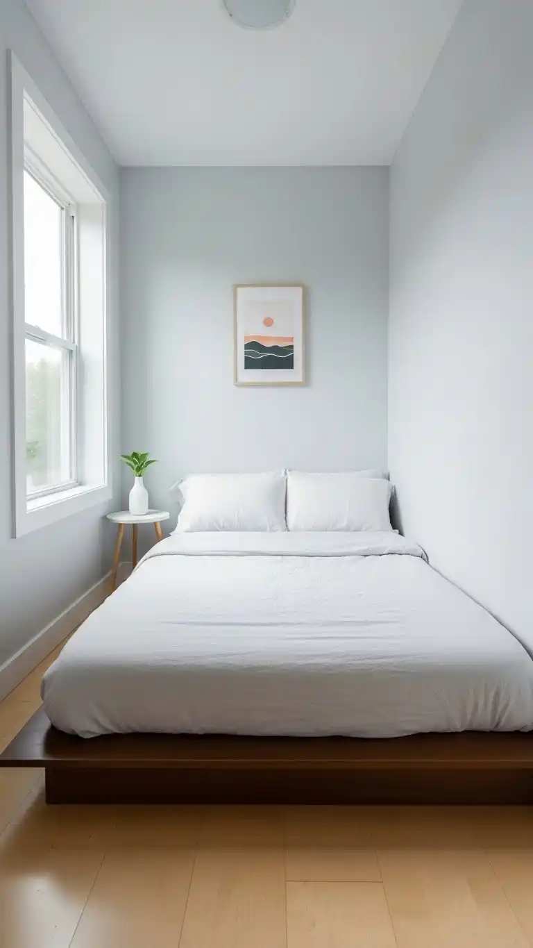 23 Stylish Tiny Bedroom Ideas That Maximize Space 20 18. Keep the Bed Low to the Ground