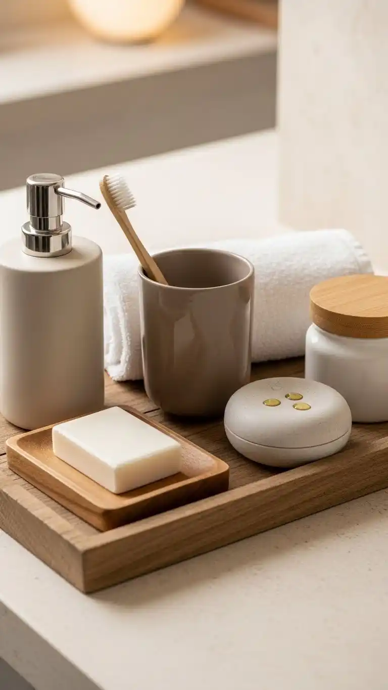 23 Bathroom Tray Decor Ideas for a Clean, Stylish Look 20 18. Neutral and Earthy Tones