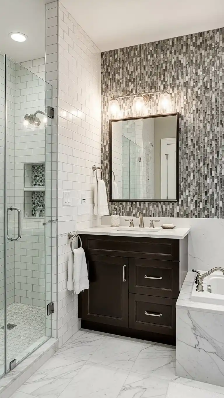 21 Inspiring Master Bathroom Ideas for a Fresh Look 20 18. Tiled Accent Walls