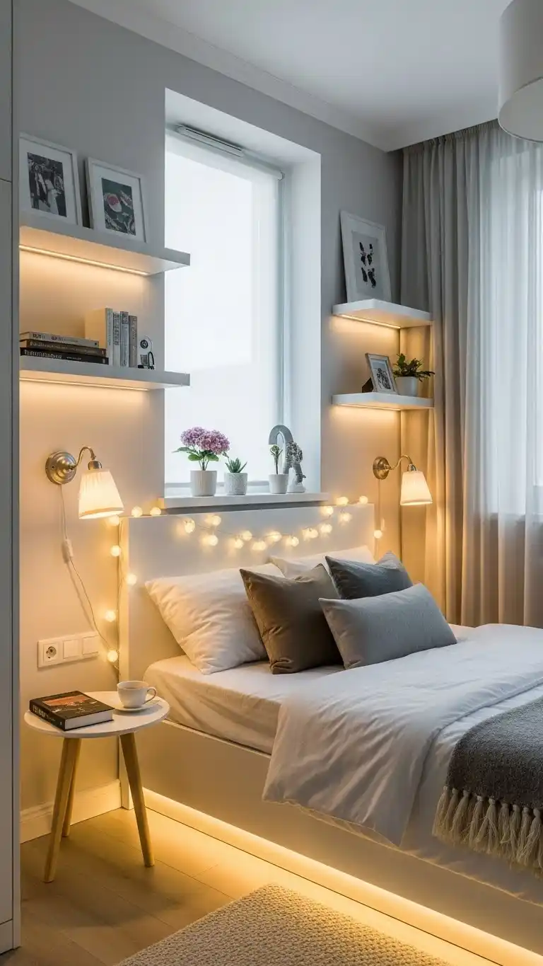 19 Small Shared Bedroom Ideas That Feel Calm and Organized 20 18. Use Smart Lighting Solutions